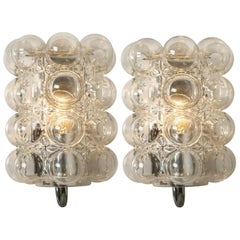 One of the Two Pairs of Glass Wall Lights Sconces by Helena Tynell, 1960