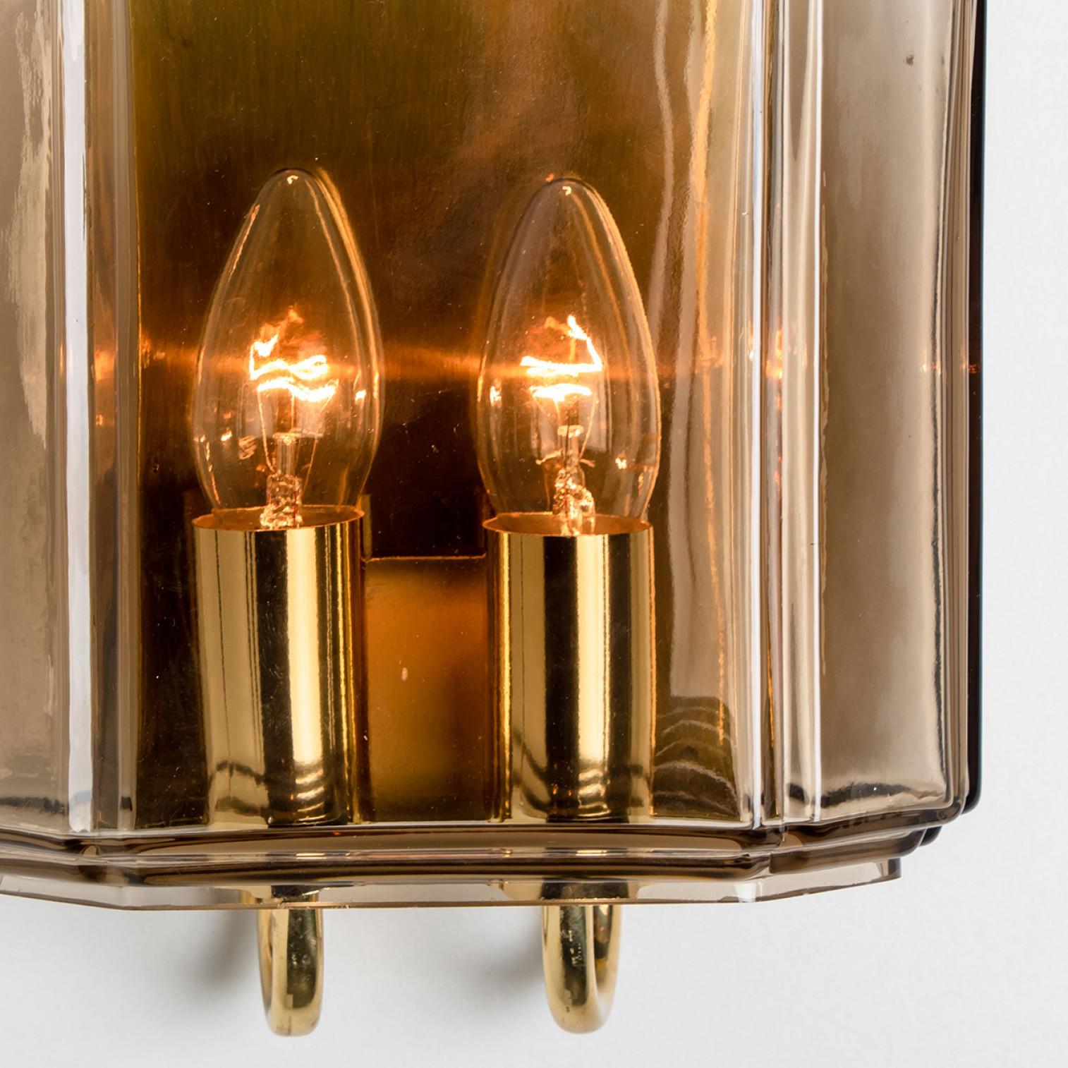 One of the two Pairs of Smoked Glass Wall Lights Sconces by Glashütte Limburg, 1 For Sale 6