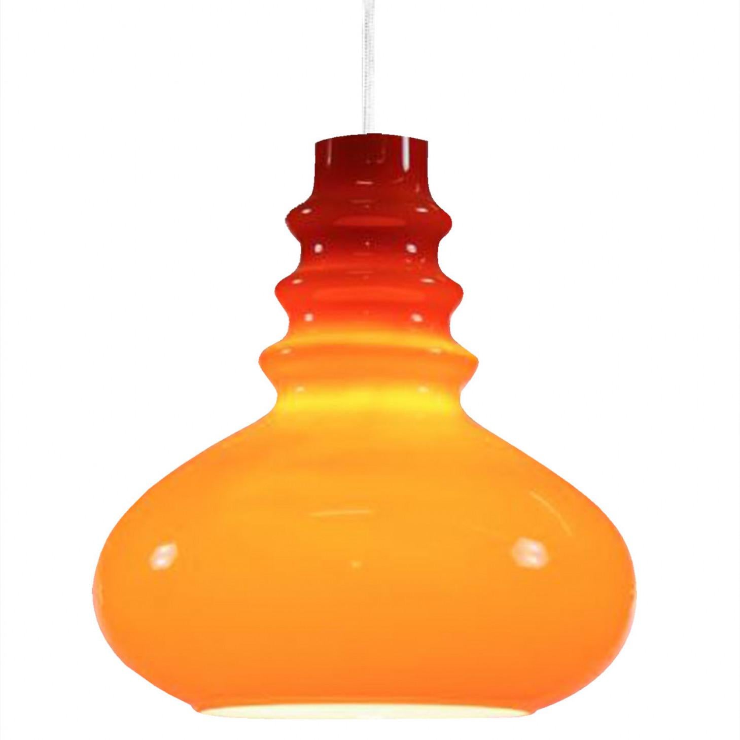 Blown Glass One of the Two Peill Putzler Pendant Lights, 1970s For Sale