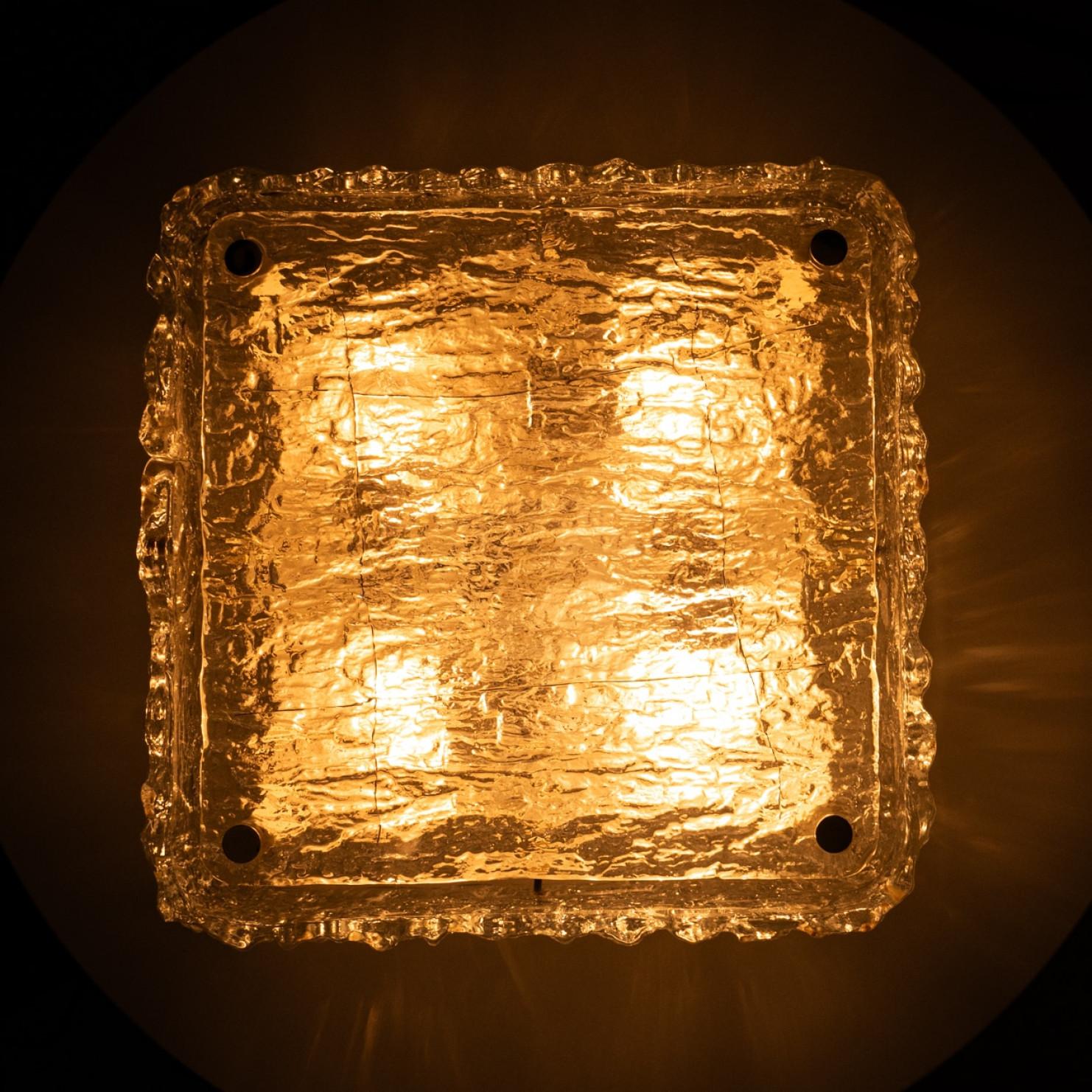The of the Two Rock Glass Flush Mounts by Kaiser Leuchten, 1970 en vente 2
