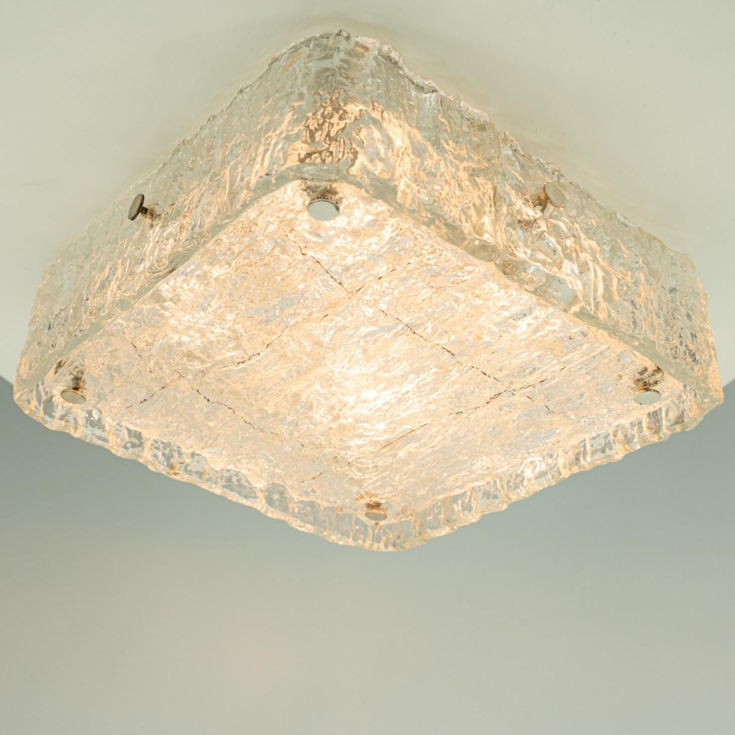 The of the Two Rock Glass Flush Mounts by Kaiser Leuchten, 1970 en vente 4