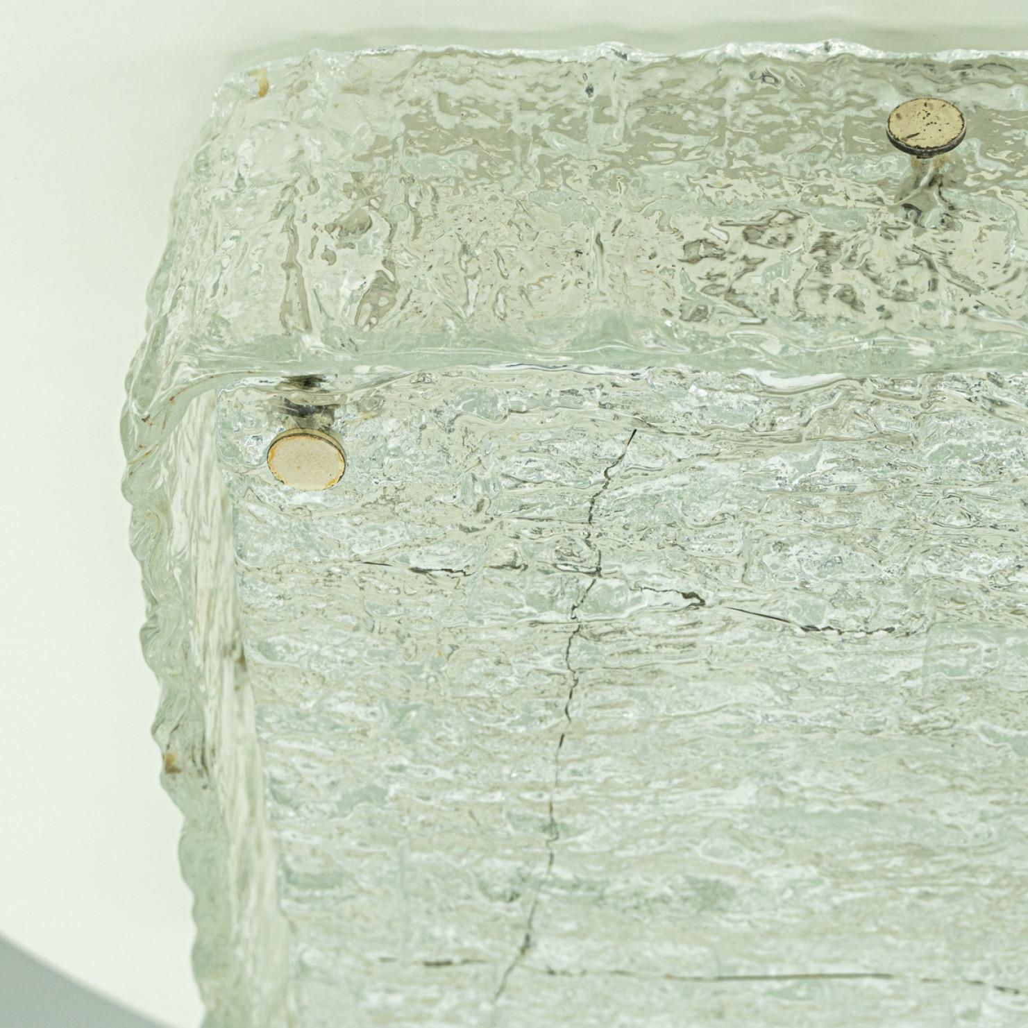 Mid-Century Modern The of the Two Rock Glass Flush Mounts by Kaiser Leuchten, 1970 en vente