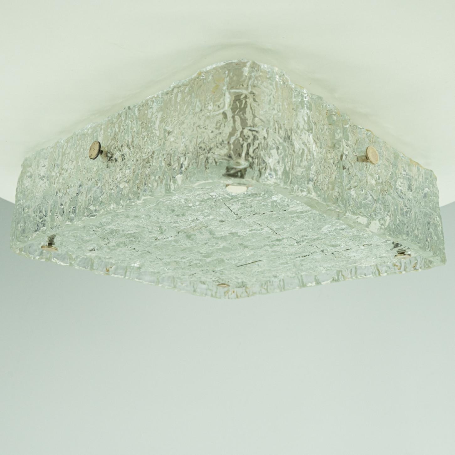 Allemand The of the Two Rock Glass Flush Mounts by Kaiser Leuchten, 1970 en vente