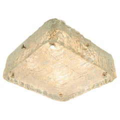 One of the Two Rock Glass Flush Mounts by Kaiser Leuchten, 1970s