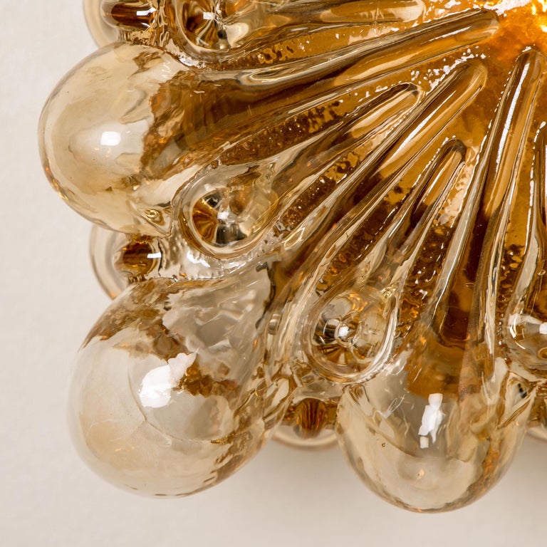 One of the Two Tynell Square Amber Bubble Flush Mounts/Wall Sconces, 1960s 3