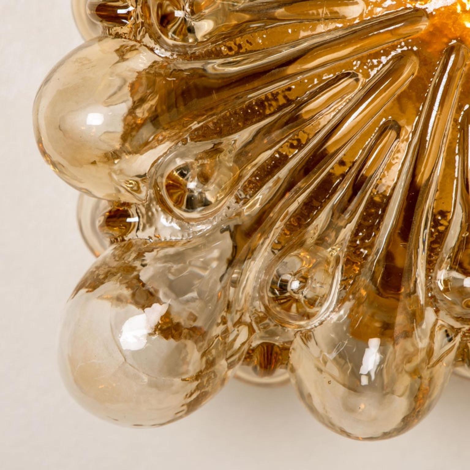 One of the Two Tynell Square Amber Bubble Flush Mounts/Wall Sconces, 1960s 2