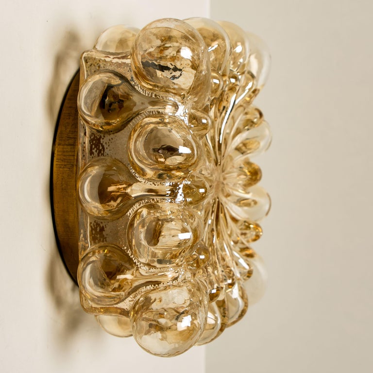 One of the Two Tynell Square Amber Bubble Flush Mounts/Wall Sconces, 1960s 8
