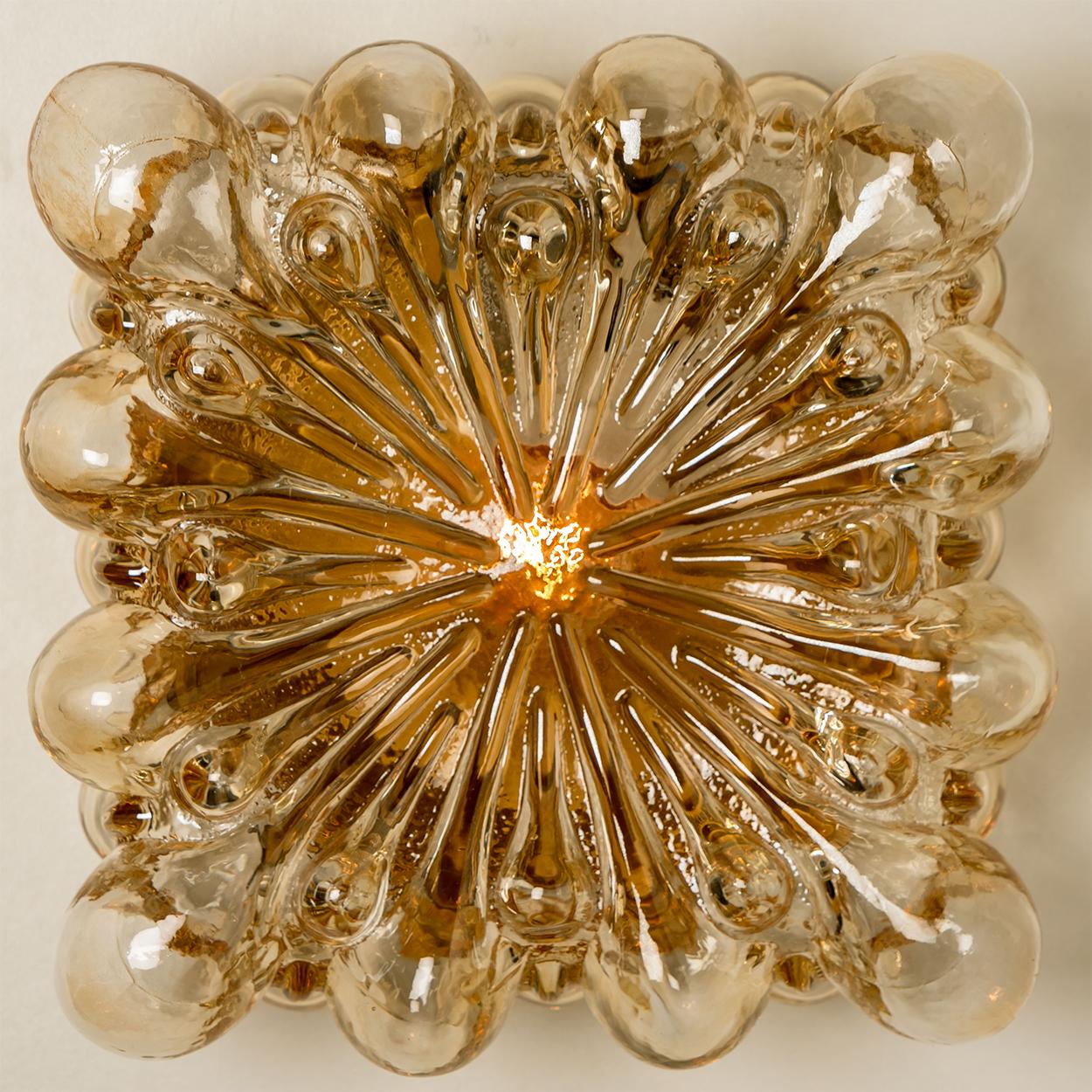 One of the Two Tynell Square Amber Bubble Flush Mounts/Wall Sconces, 1960s 2