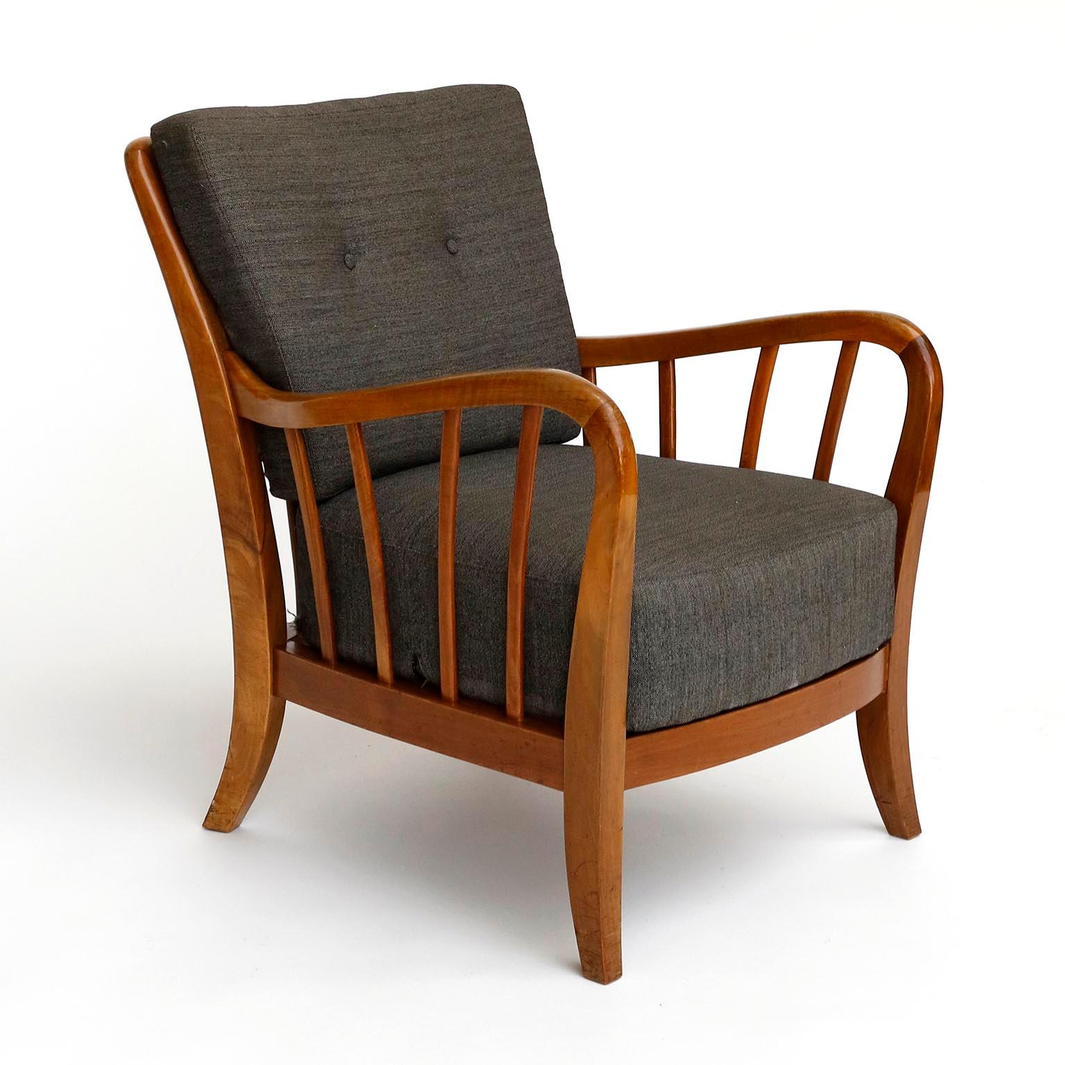 Mid-Century Modern Armchair Lounge Chair Walnut Wood, Josef Frank Attributed, Thonet