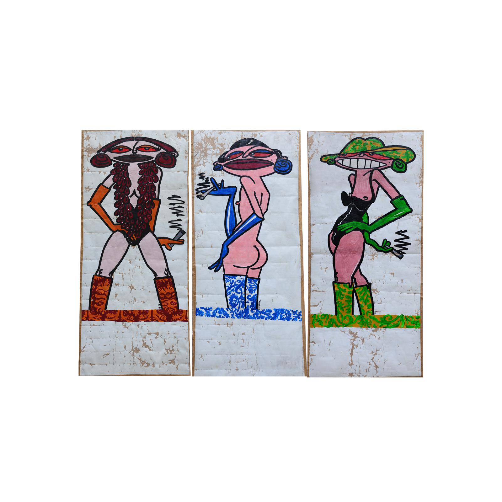 Modern One of Three Graces, the Blue Painting For Sale