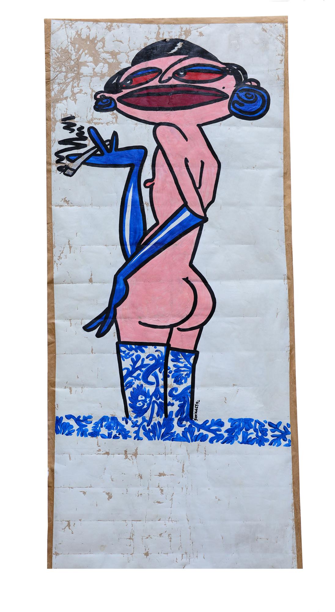 One of Three Graces, the Blue Painting In Fair Condition For Sale In Vienna, AT