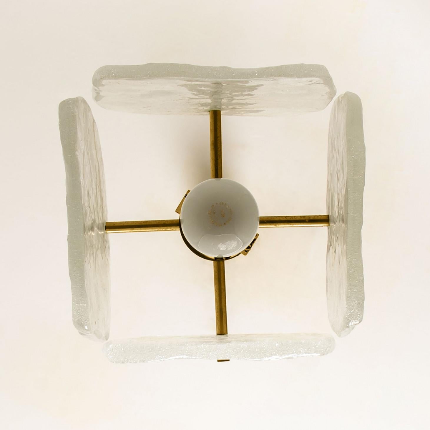 One of Three Ice Glass Pendant Lights from J.T. Kalmar, 1960s For Sale 2