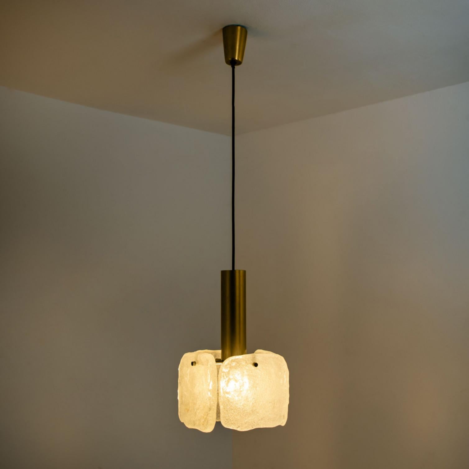 One of Three Ice Glass Pendant Lights from J.T. Kalmar, 1960s For Sale 3