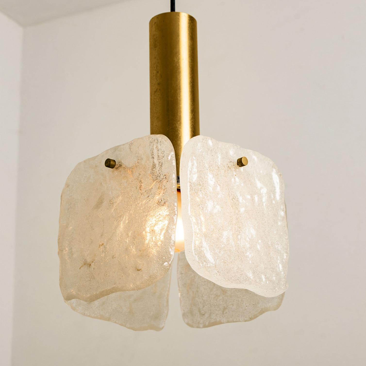 One of Three Ice Glass Pendant Lights from J.T. Kalmar, 1960s For Sale 6
