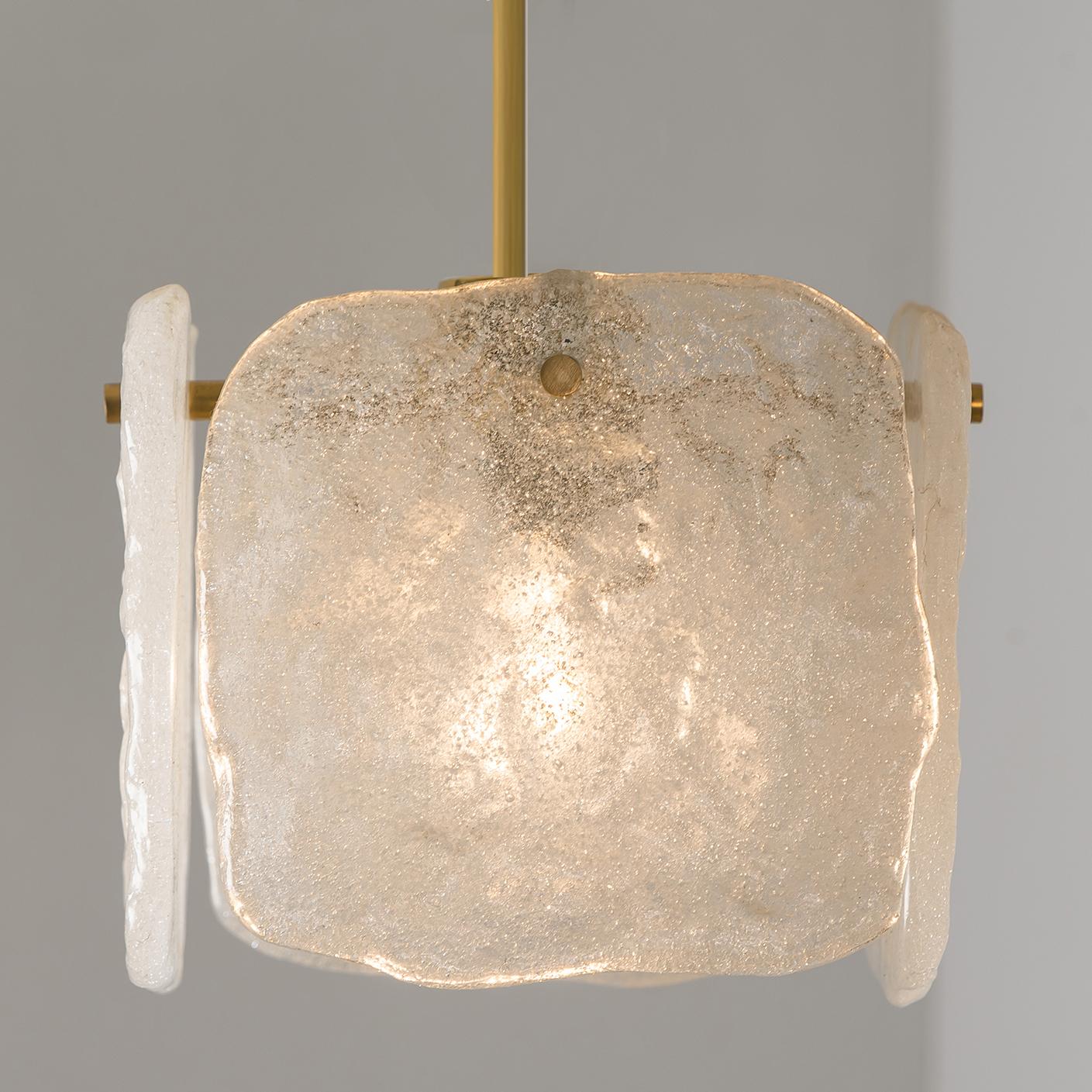 One of Three Ice Glass Pendant Lights from J.T. Kalmar, 1960s For Sale 7