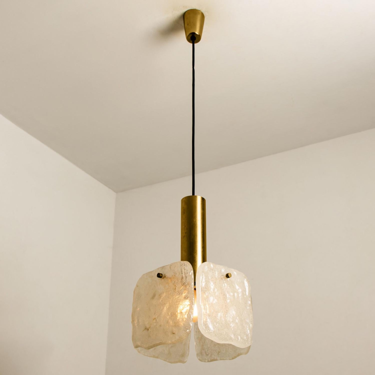 One of Three Ice Glass Pendant Lights from J.T. Kalmar, 1960s For Sale 7