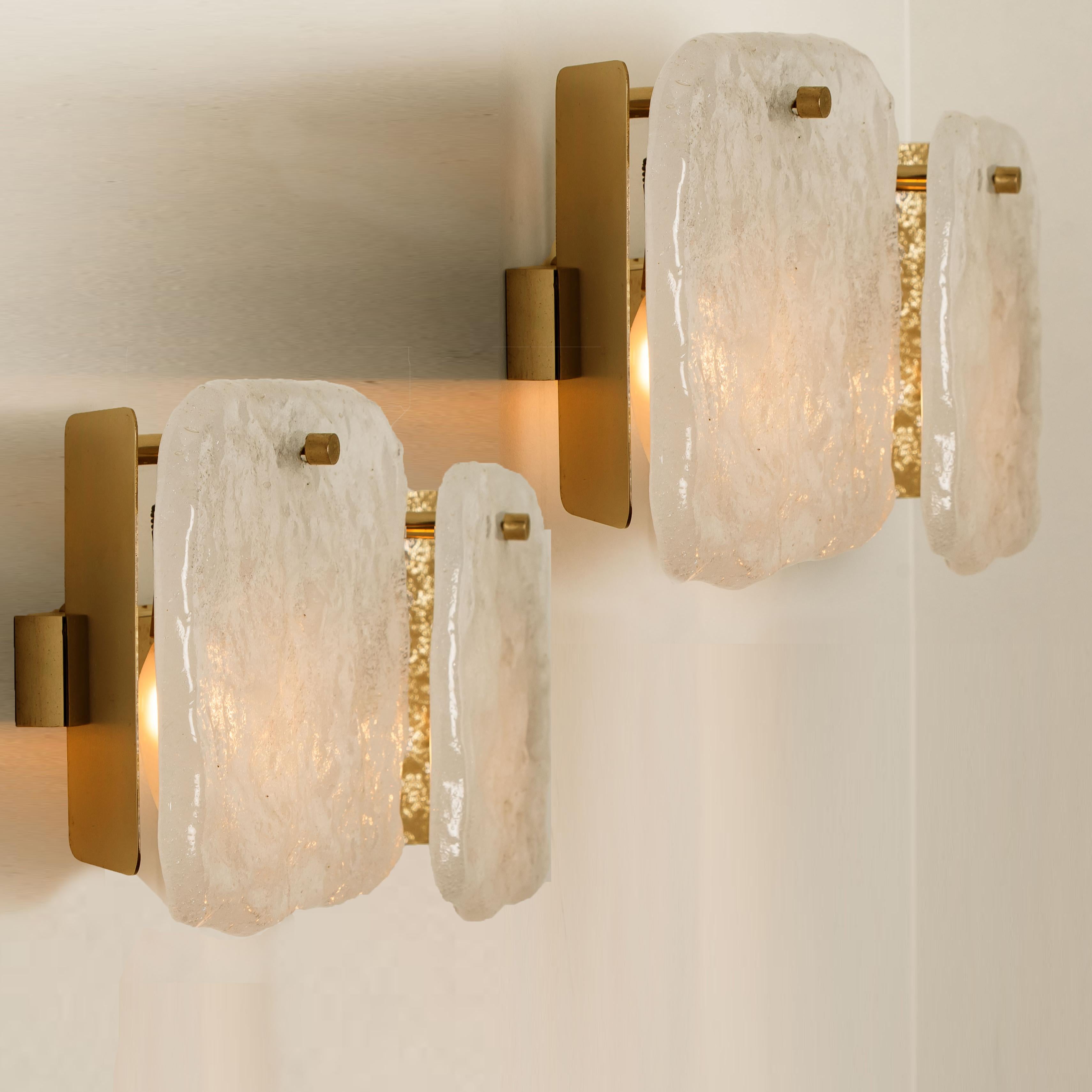 One of Three Ice Glass Pendant Lights from J.T. Kalmar, 1960s For Sale 10