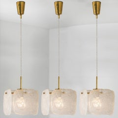 One of Three Ice Glass Pendant Lights from J.T. Kalmar, 1960s