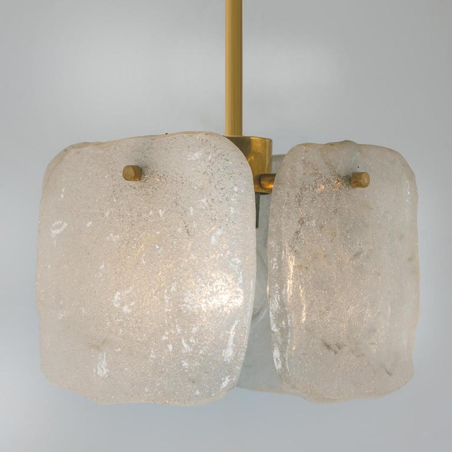 Austrian One of Three Ice Glass Pendant Lights from J.T. Kalmar, 1960s For Sale