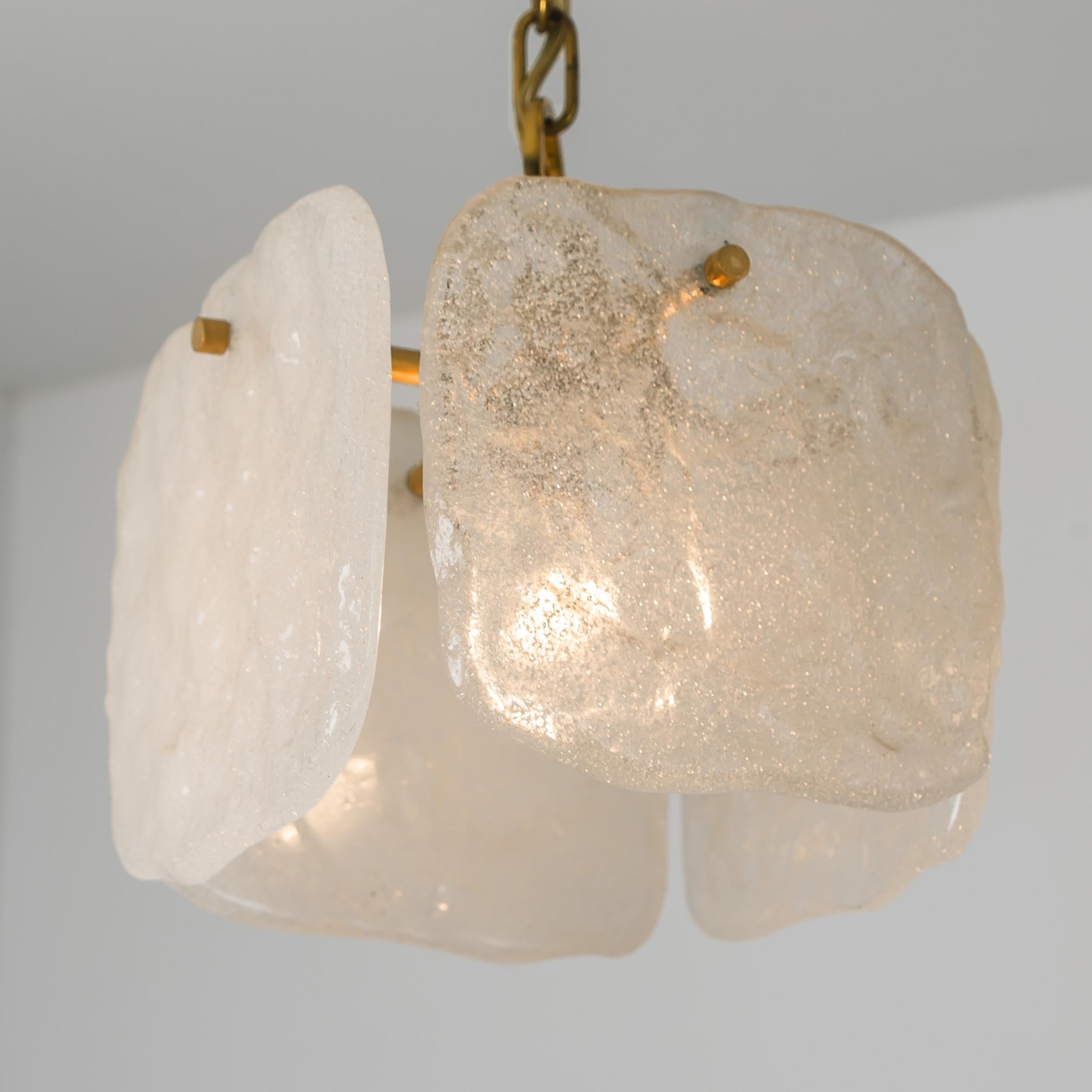 Austrian One of Three Ice Glass Pendant Lights from J.T. Kalmar, 1960s