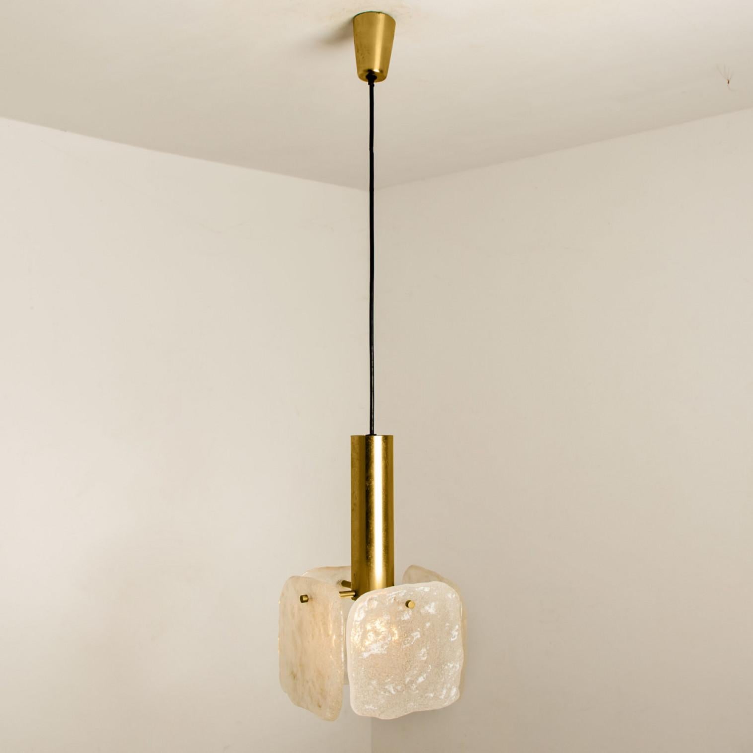 One of Three Ice Glass Pendant Lights from J.T. Kalmar, 1960s For Sale 1