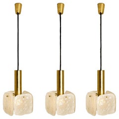 One of Three Ice Glass Pendant Lights from J.T. Kalmar, 1960s