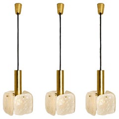One of Three Ice Glass Pendant Lights from J.T. Kalmar, 1960s