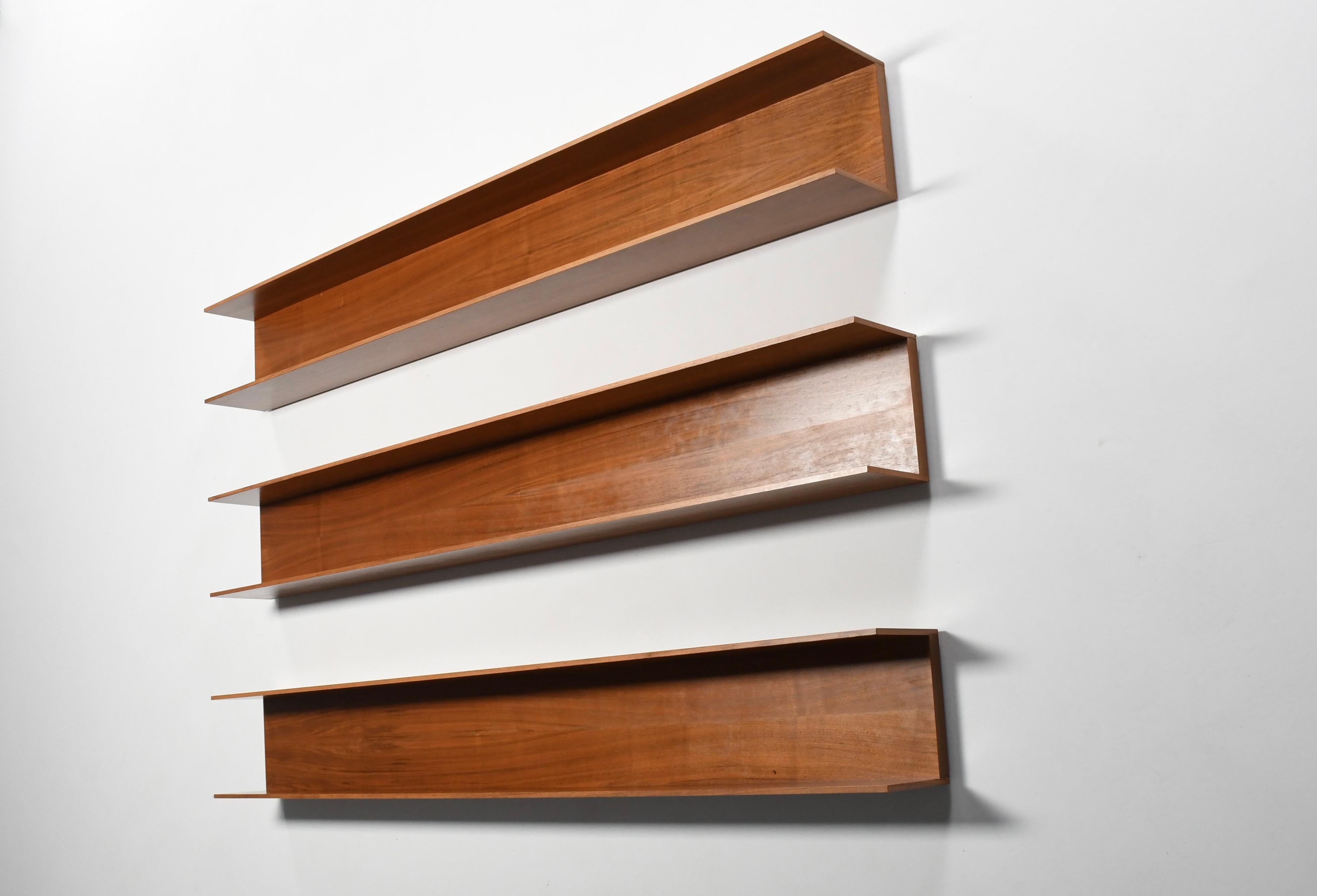 German One of Three Large Teak Wall Shelves by Walter Wirz for Wilhelm Renz, 1960s
