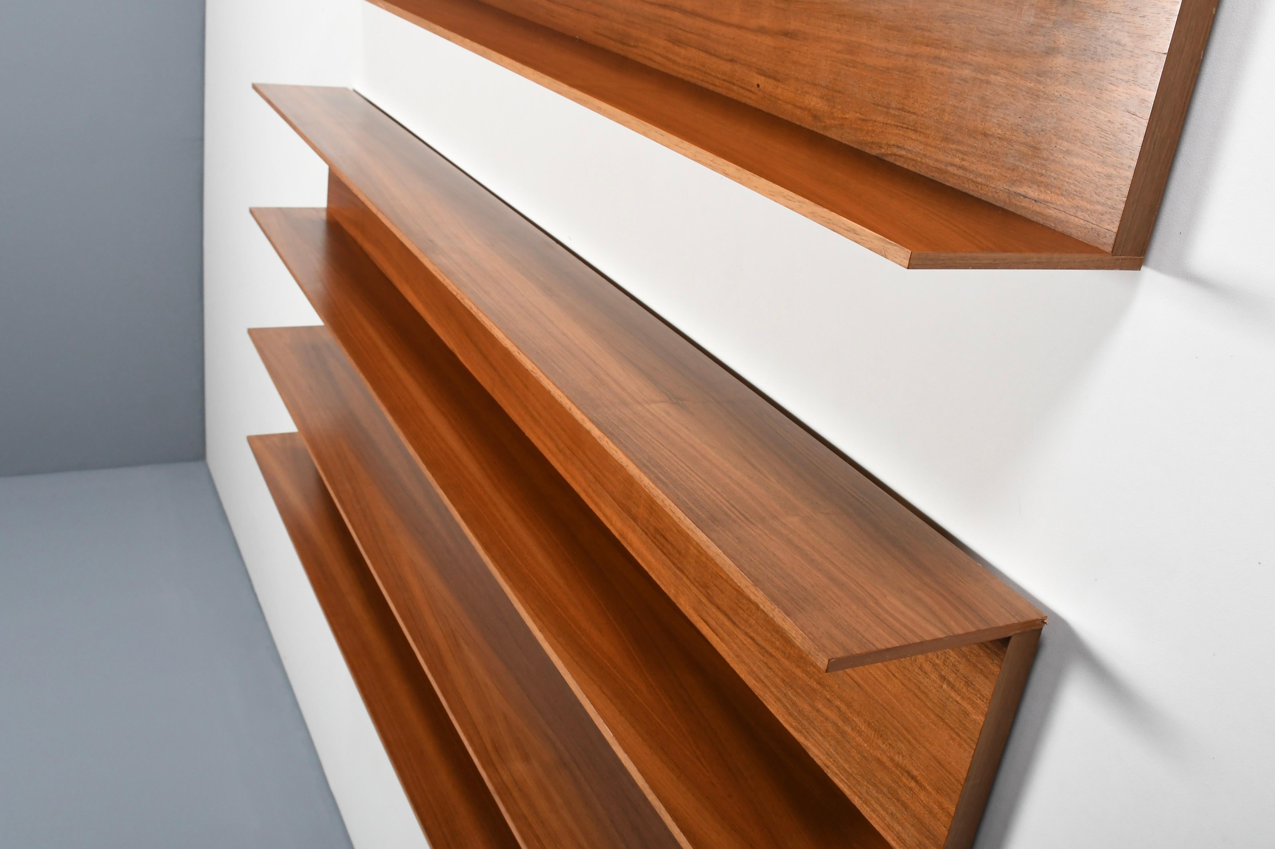 20th Century One of Three Large Teak Wall Shelves by Walter Wirz for Wilhelm Renz, 1960s