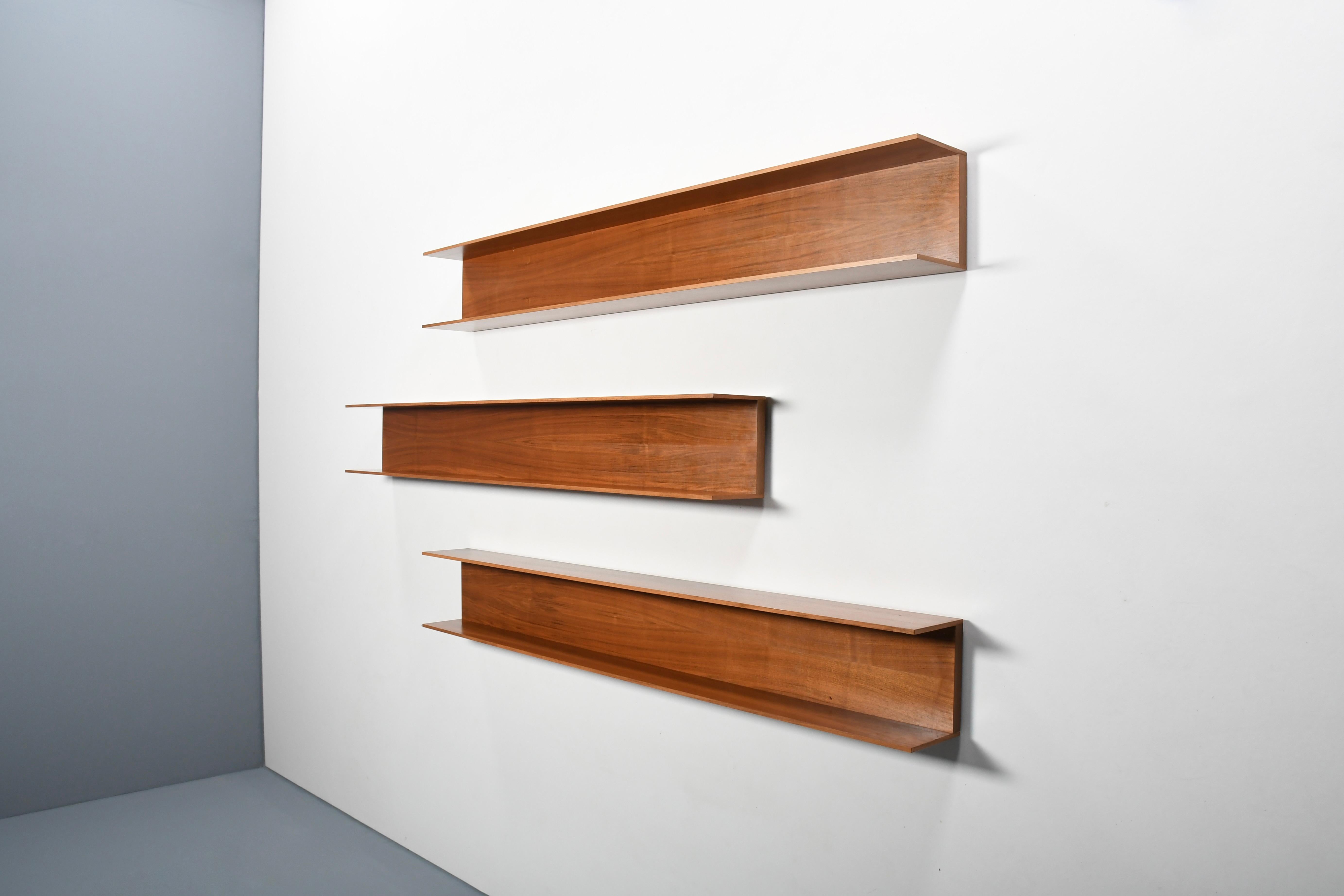 Wood One of Three Large Teak Wall Shelves by Walter Wirz for Wilhelm Renz, 1960s