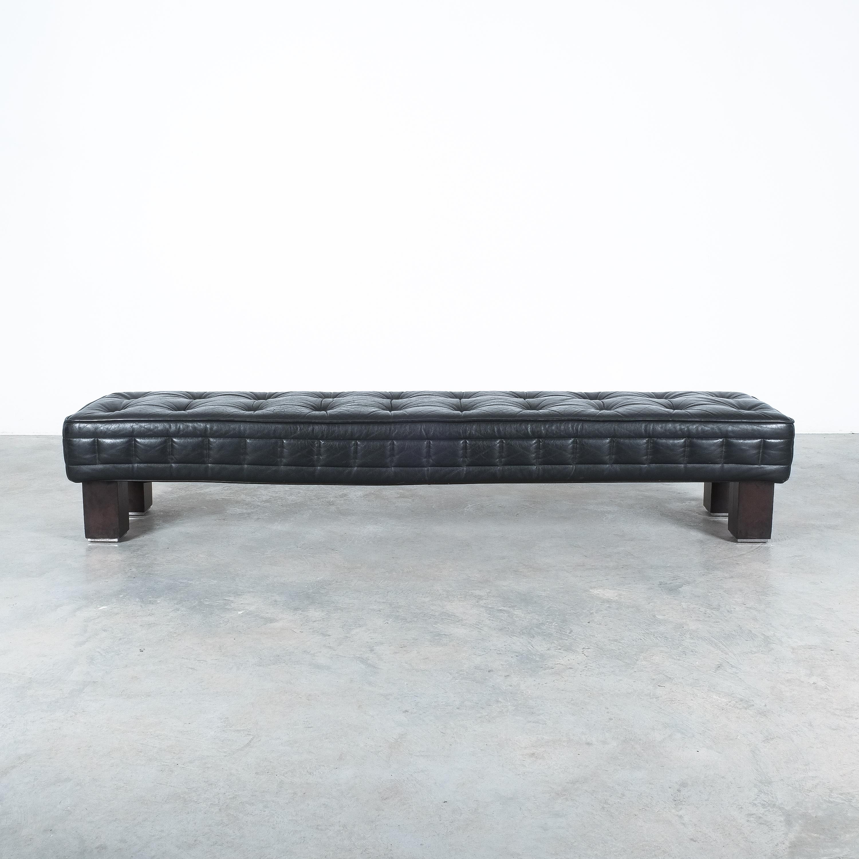 Austrian Matteo Thun Tufted Black Leather Banquettes (2 pieces) Bench Materassi, Wittmann For Sale