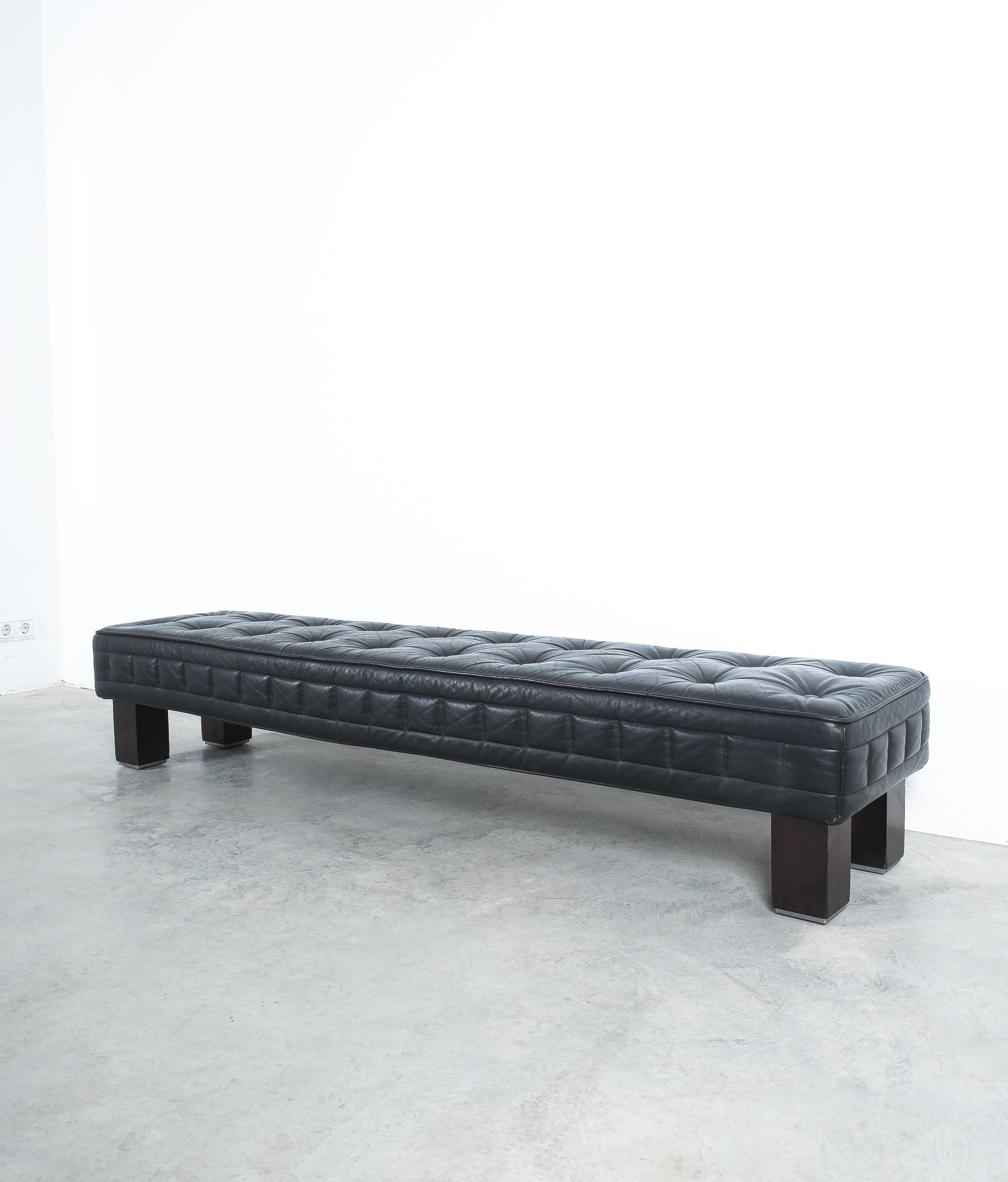 Matteo Thun Tufted Black Leather Banquettes (2 pieces) Bench Materassi, Wittmann For Sale 1