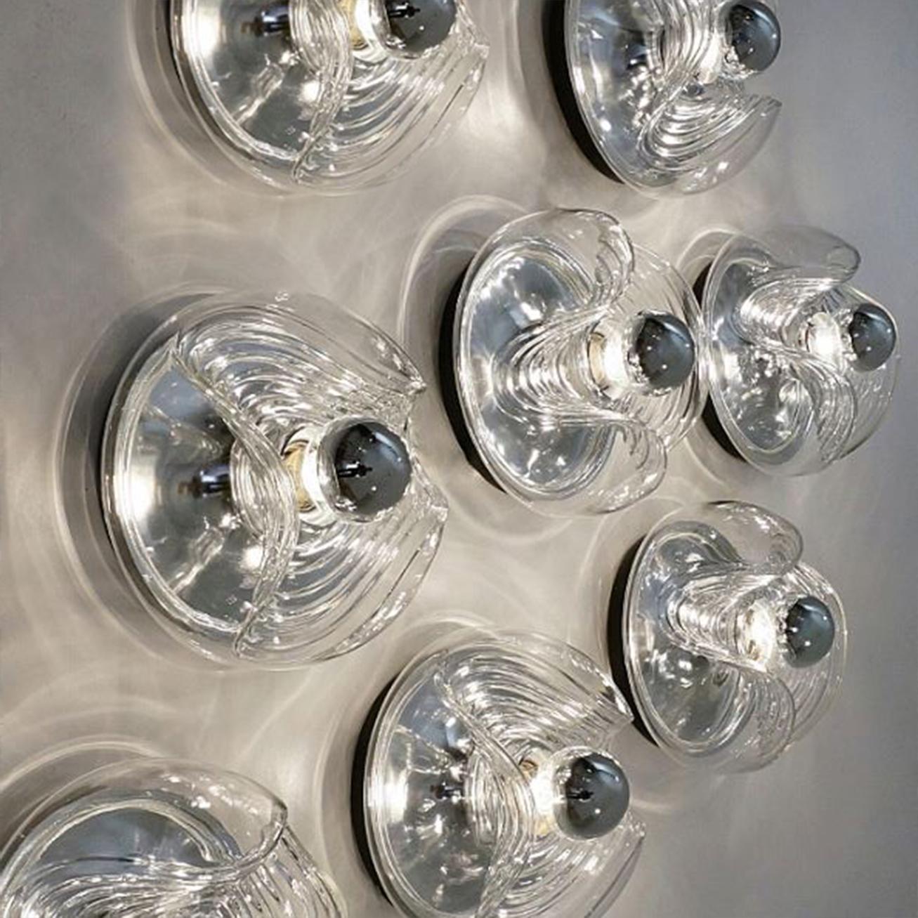 Space Age One of Three Pairs Koch & Lowy Clear Glass Wall Lights by Peill Putzler, 1970