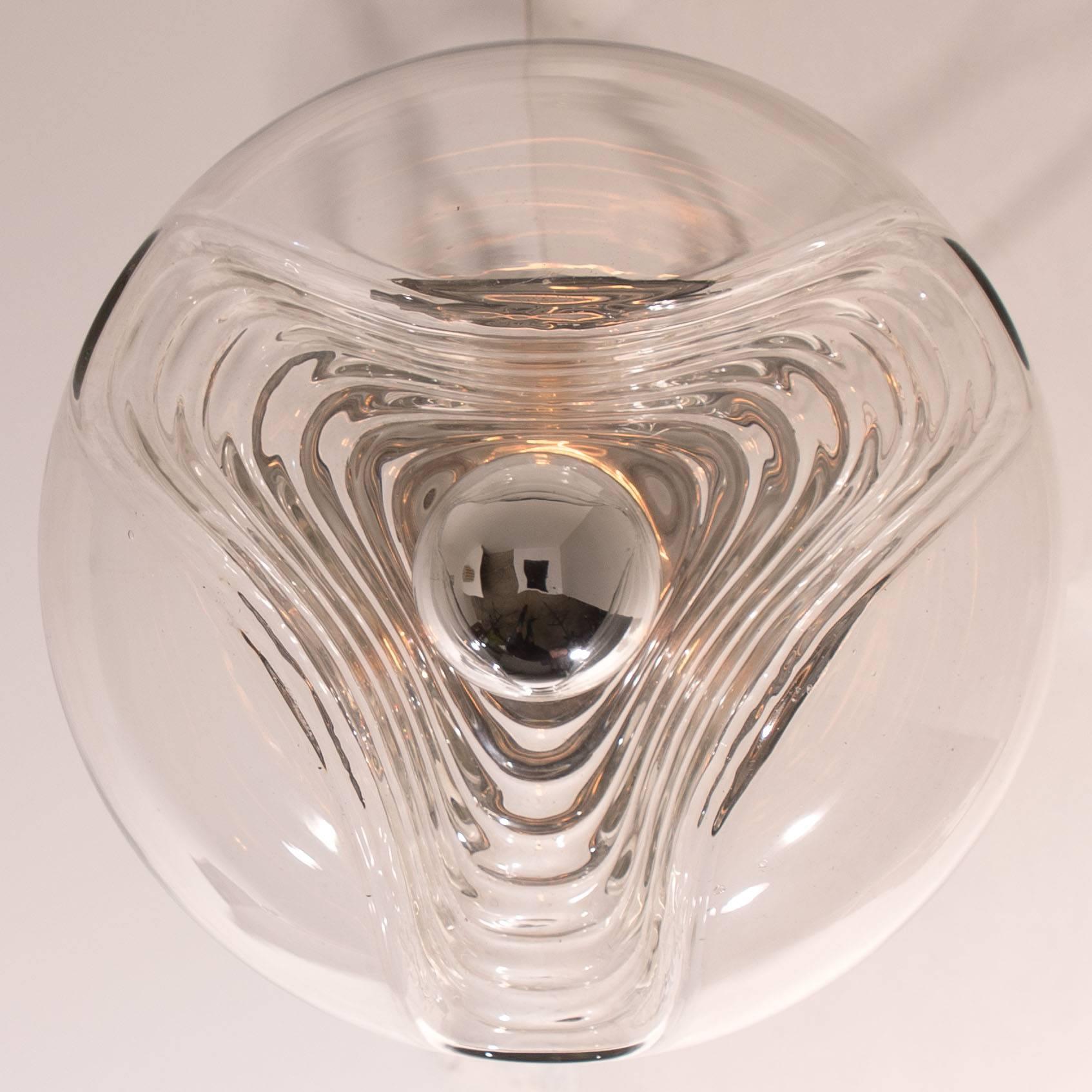 One of Three Pairs Koch & Lowy Clear Glass Wall Lights by Peill Putzler, 1970 2