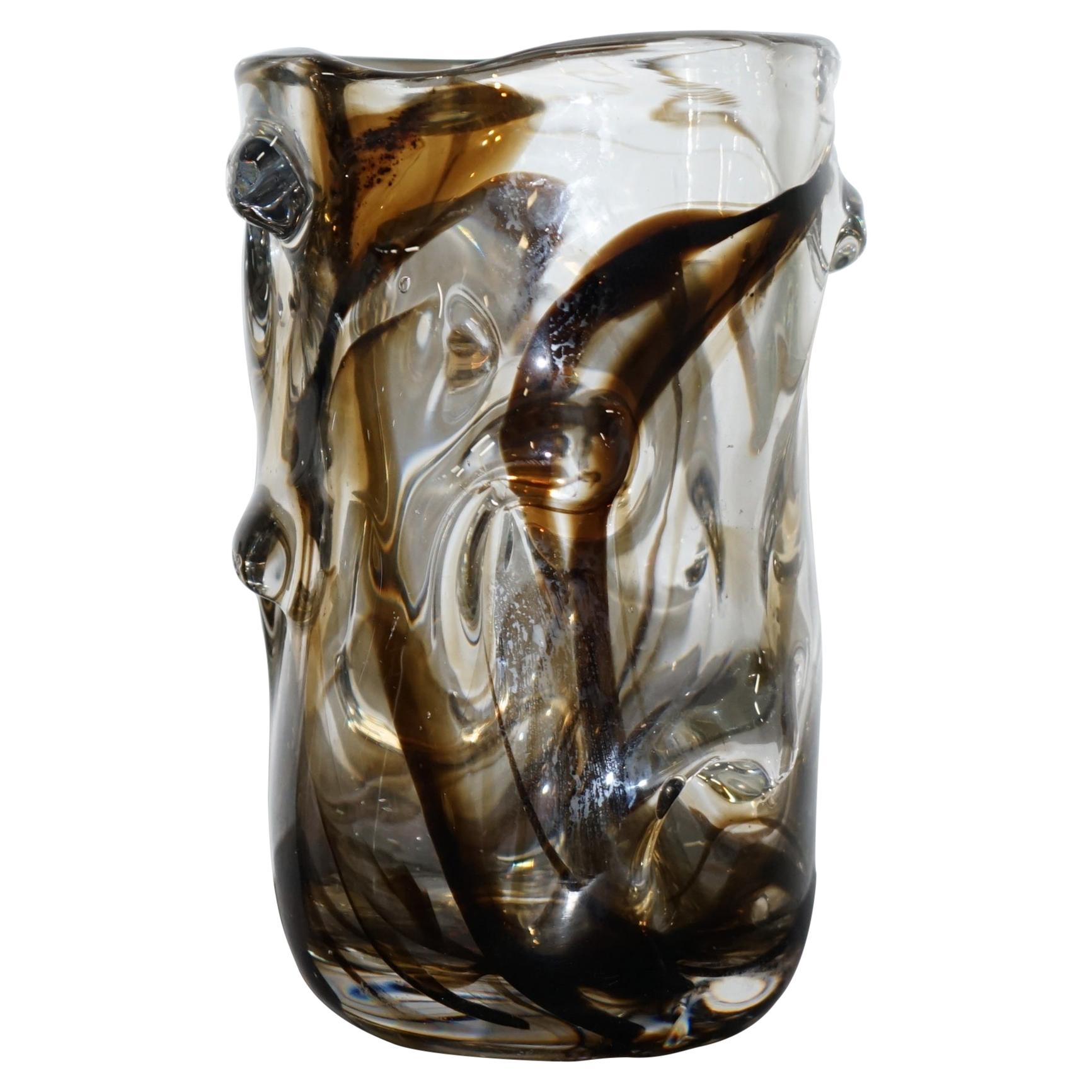 One of Three Stunning Whitefriars Vases with Ornately Crafted Bodies, Large For Sale
