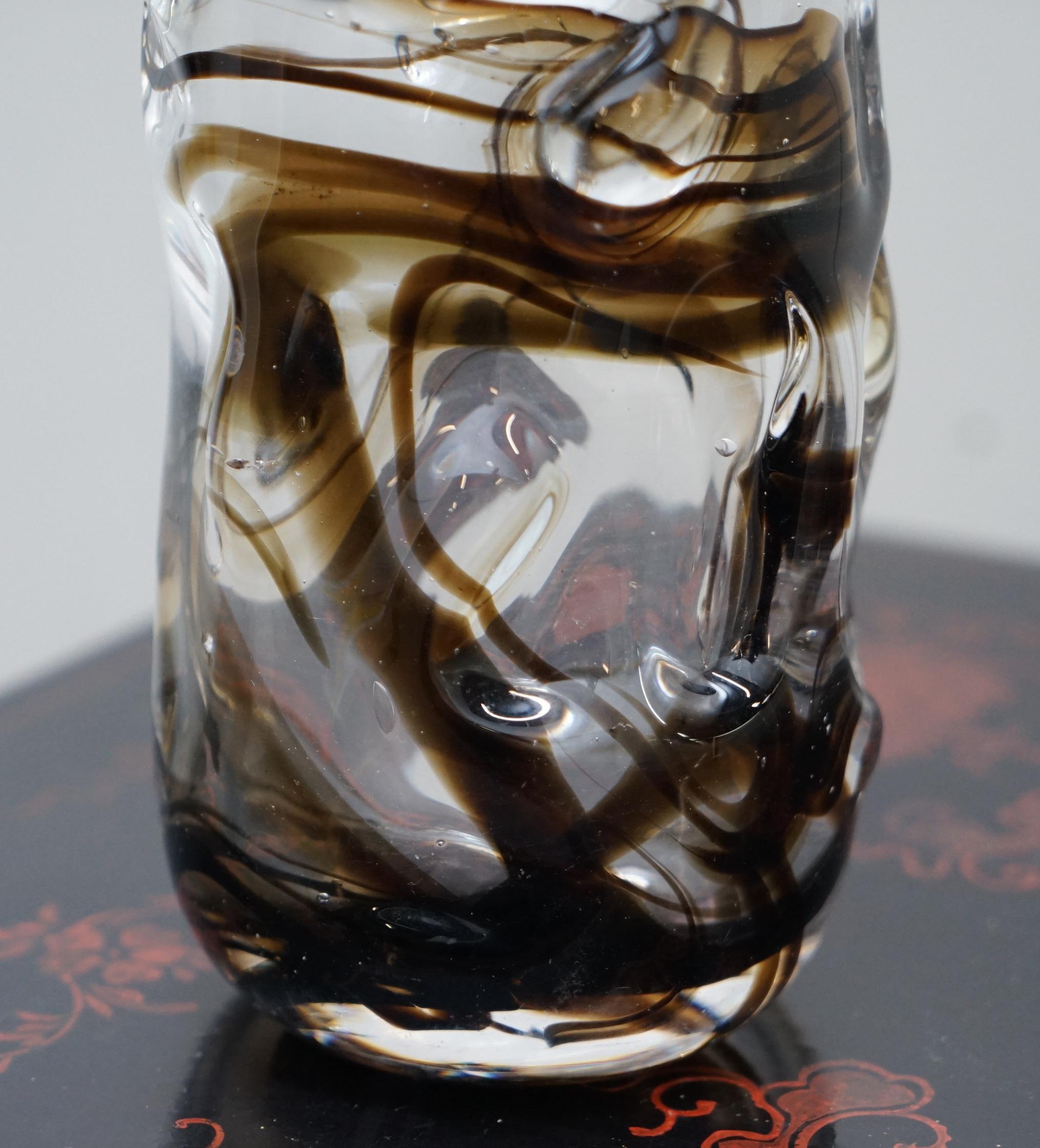 Glass ONE OF THREE STUNNING WHITEFRIARS VASES WiTH ORNATELY CRAFTED BODIES - SMALL