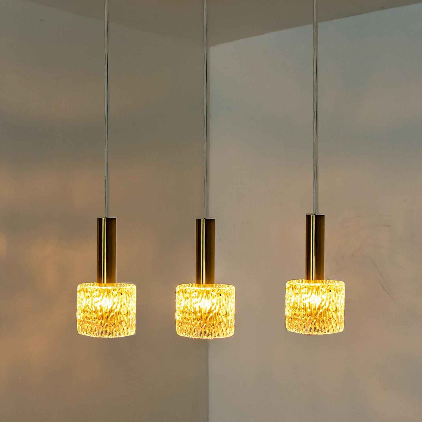 One of Three Wave Glass Pendant Lights by J.T. Kalmar, 1960s For Sale 3