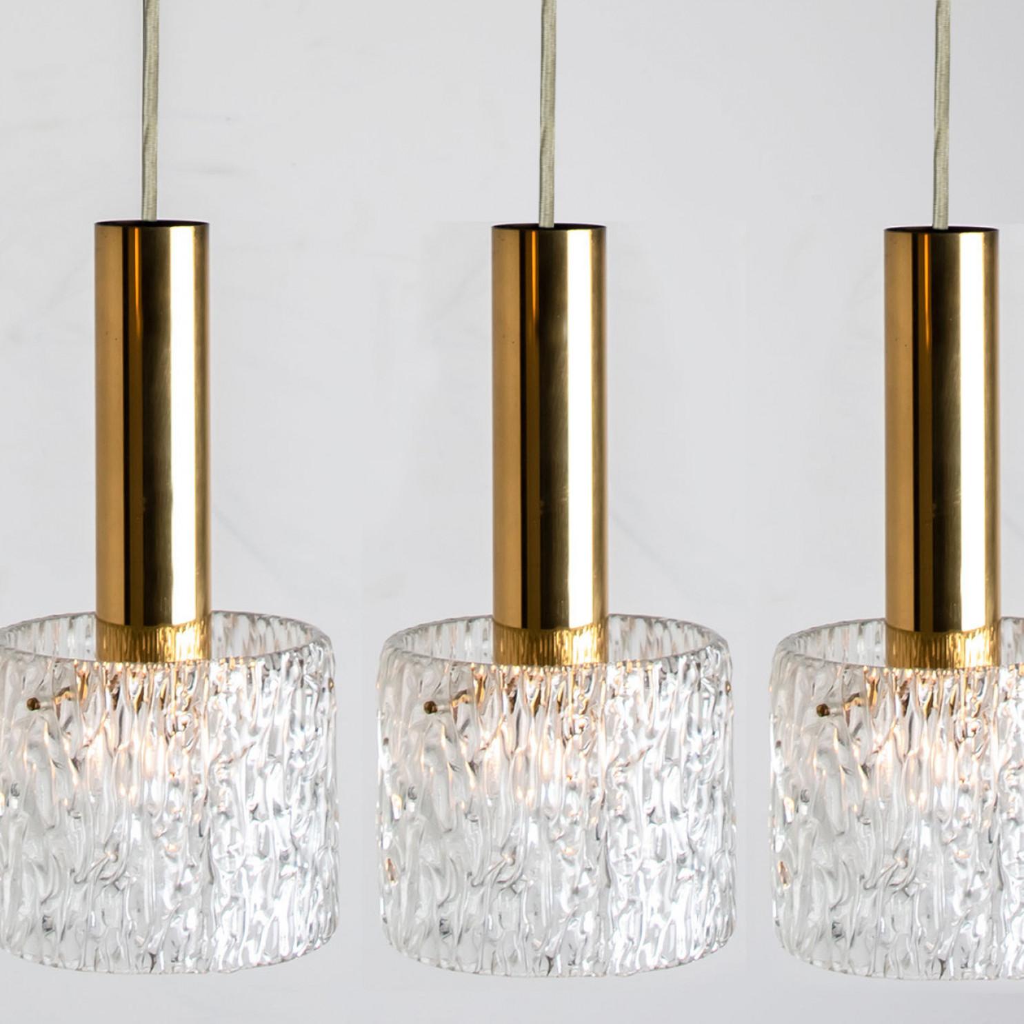 One of Three Wave Glass Pendant Lights by J.T. Kalmar, 1960s For Sale 6