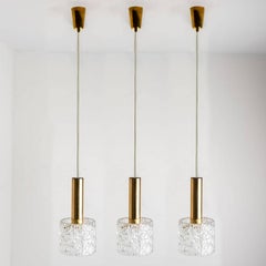 One of Three Wave Glass Pendant Lights by J.T. Kalmar, 1960s