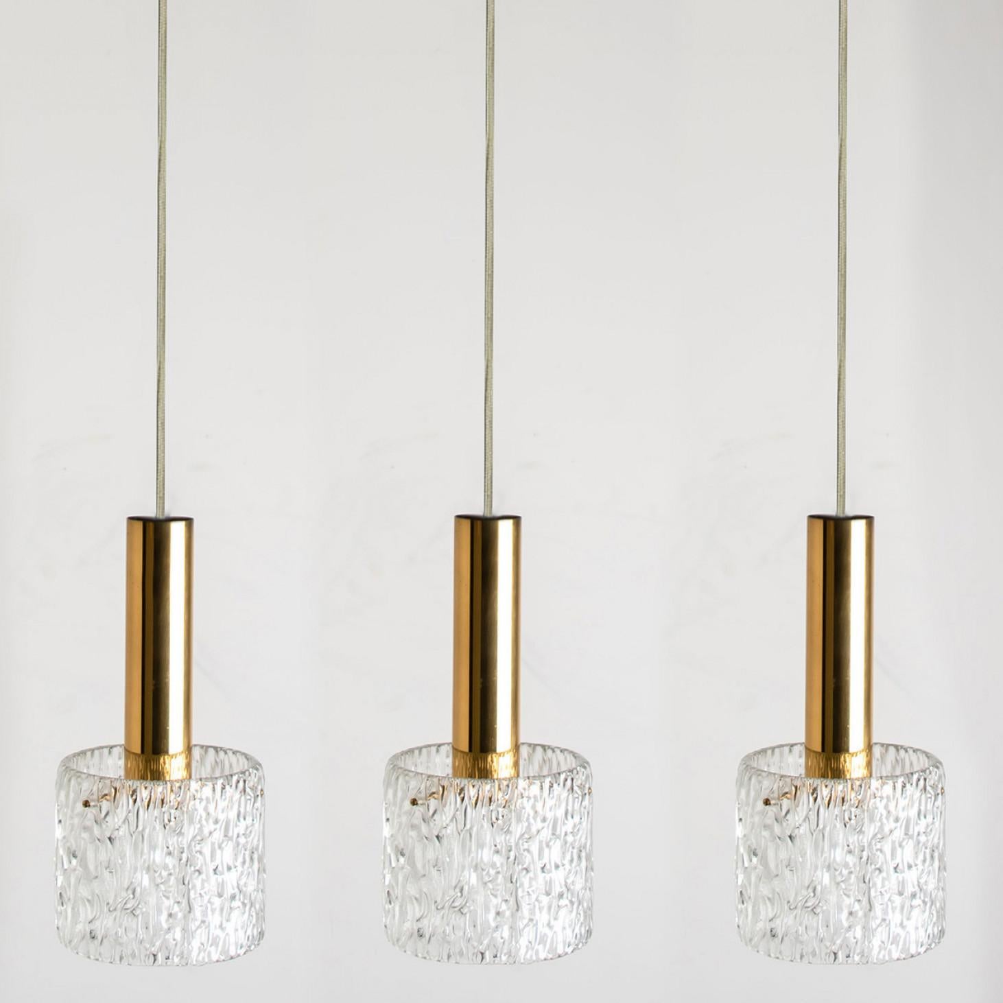 Mid-Century Modern One of Three Wave Glass Pendant Lights by J.T. Kalmar, 1960s For Sale