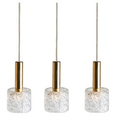 One of Three Wave Glass Pendant Lights by J.T. Kalmar, 1960s