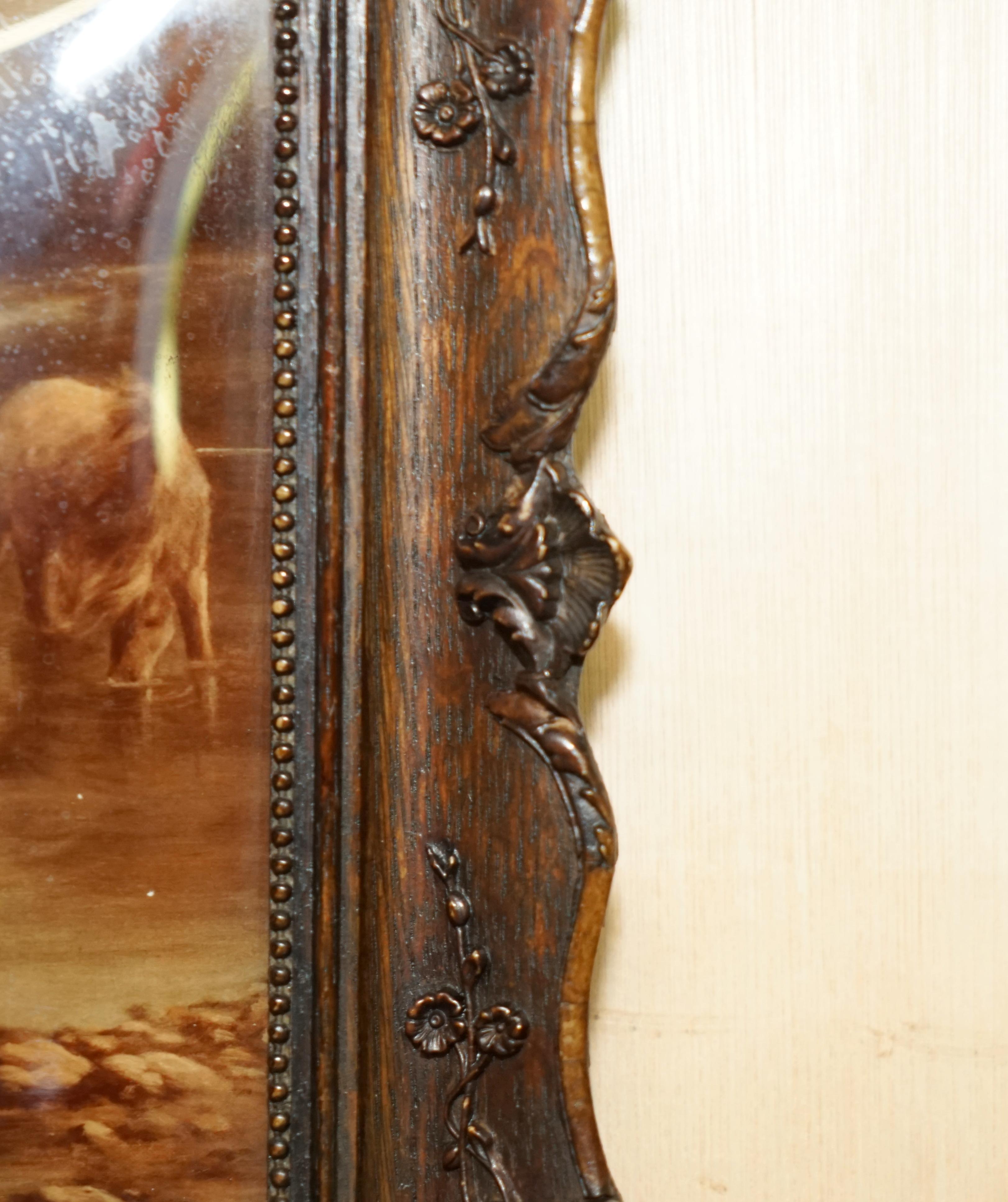 English ONE OF TWO ANTiQUE CRYSTOLEUM HAND CARVED HARDWOOD FRAMED PICTURES OF HORSES For Sale