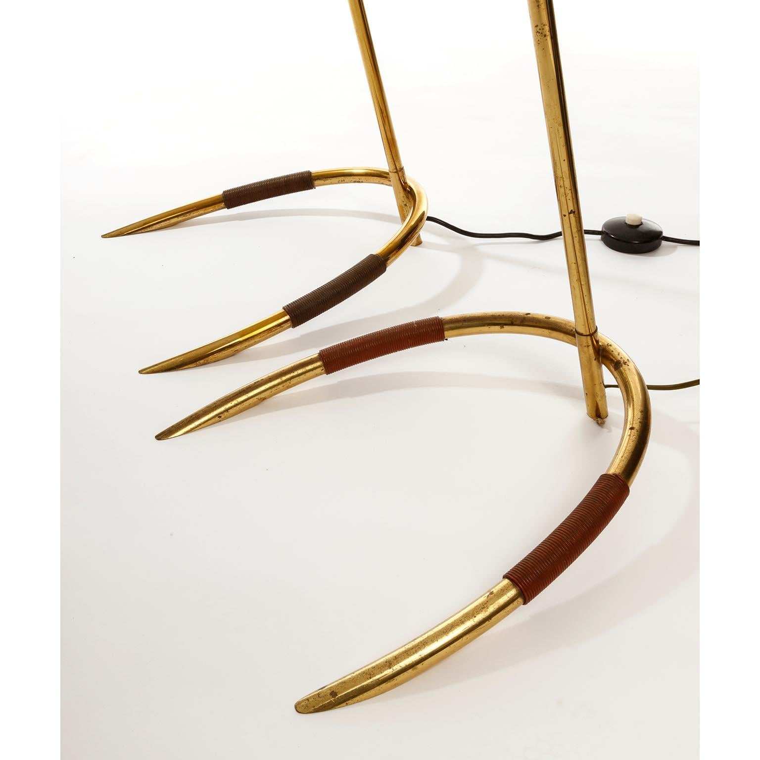 Polished One of Two Brass Floor Lamps by Rupert Nikoll, Austria, 1960