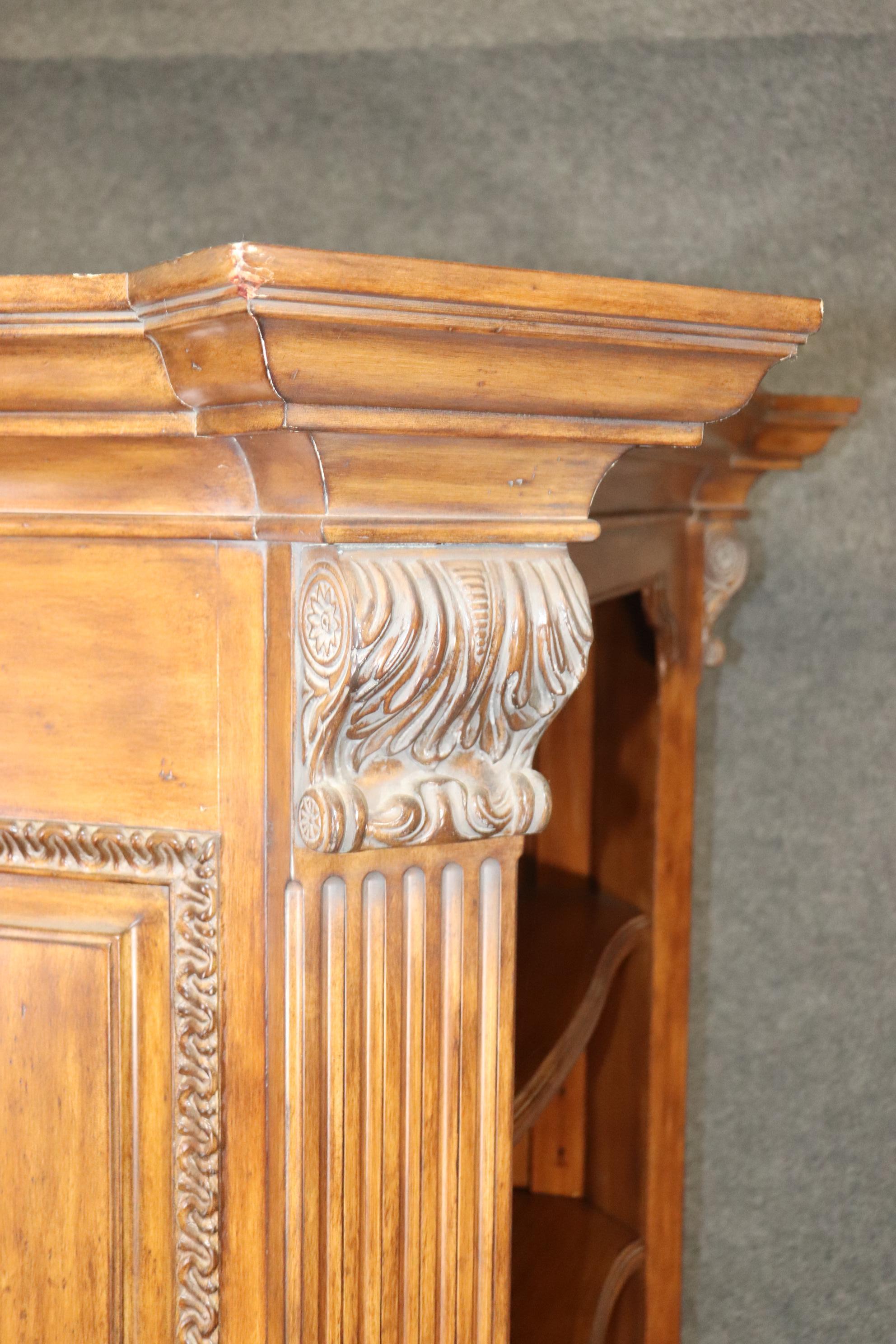 One of Two Carved Walnut Georgian Style Bookcases Shelves 2