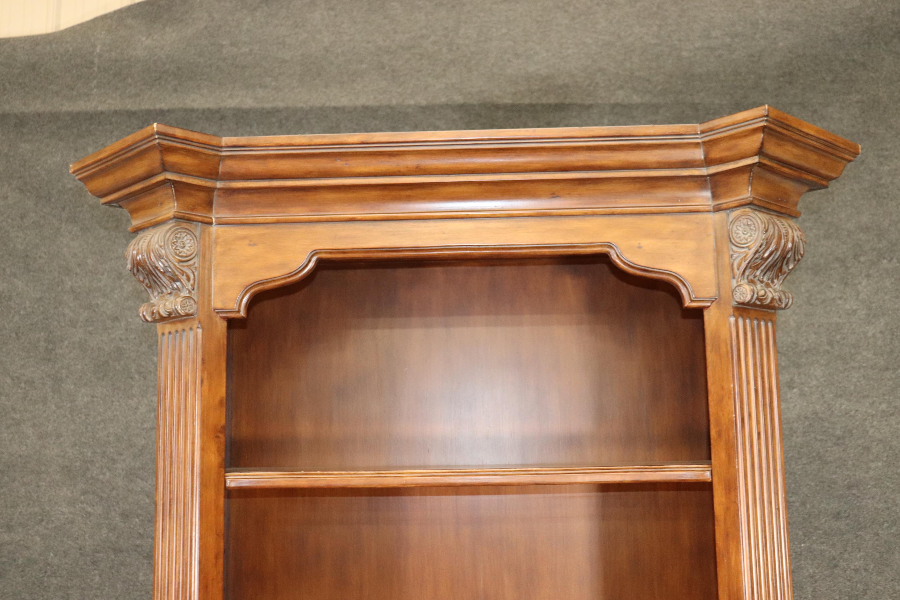 One of Two Carved Walnut Georgian Style Bookcases Shelves 4