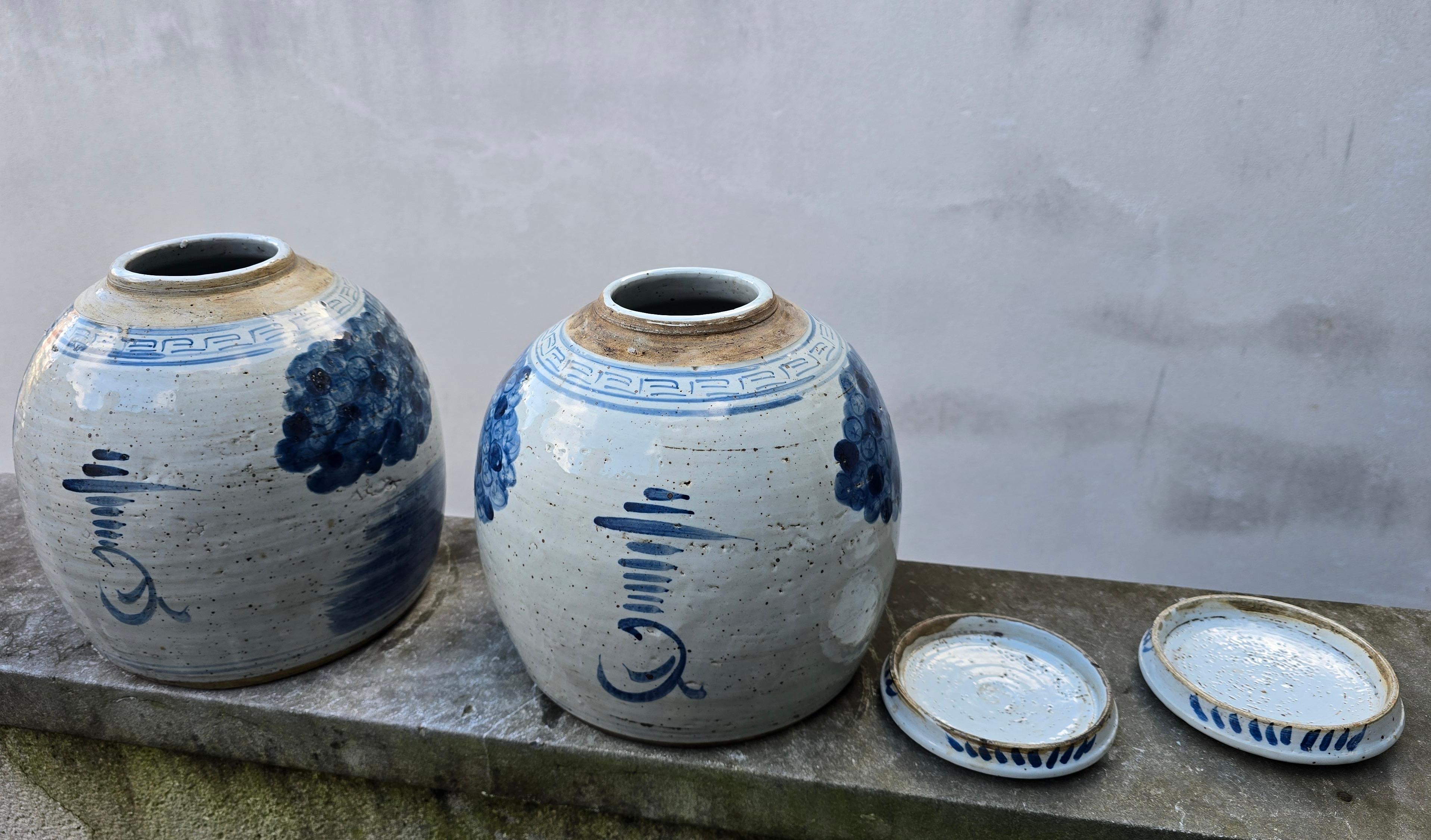 Uno dei due barattoli di zenzero figurativi in porcellana cinese smaltata con coperchio, XIX secolo in vendita 1