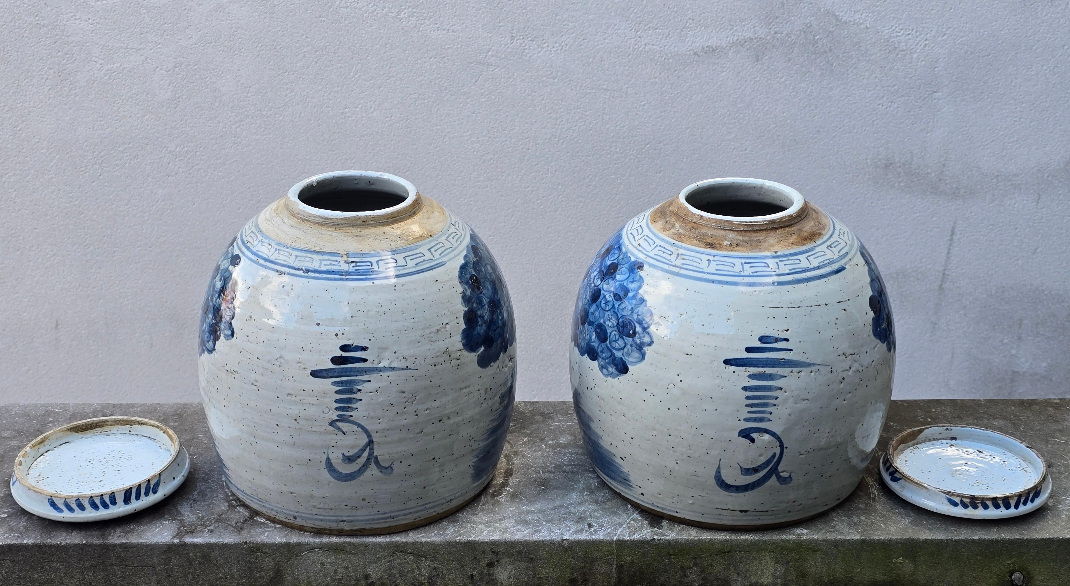 Uno dei due barattoli di zenzero figurativi in porcellana cinese smaltata con coperchio, XIX secolo in vendita 2