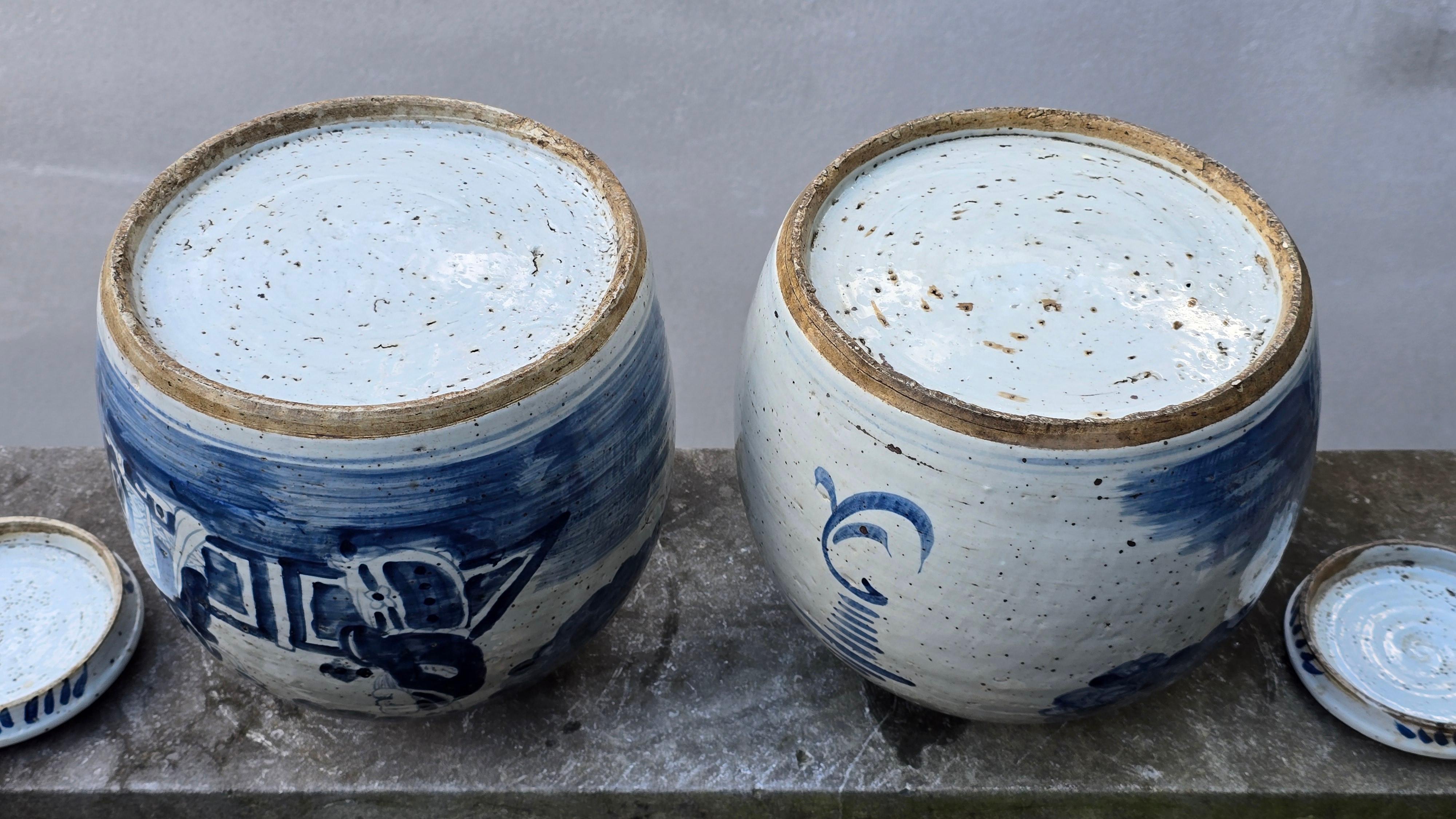 Uno dei due barattoli di zenzero figurativi in porcellana cinese smaltata con coperchio, XIX secolo in vendita 3