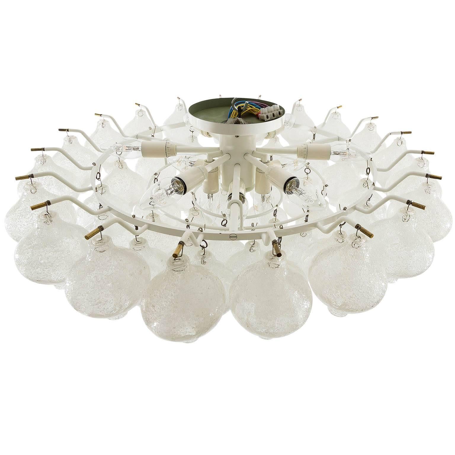 One of Two Extra Large Kalmar 'Tulipan' Glass Flush Mount Light Fixtures, 1970s In Good Condition In Hausmannstätten, AT