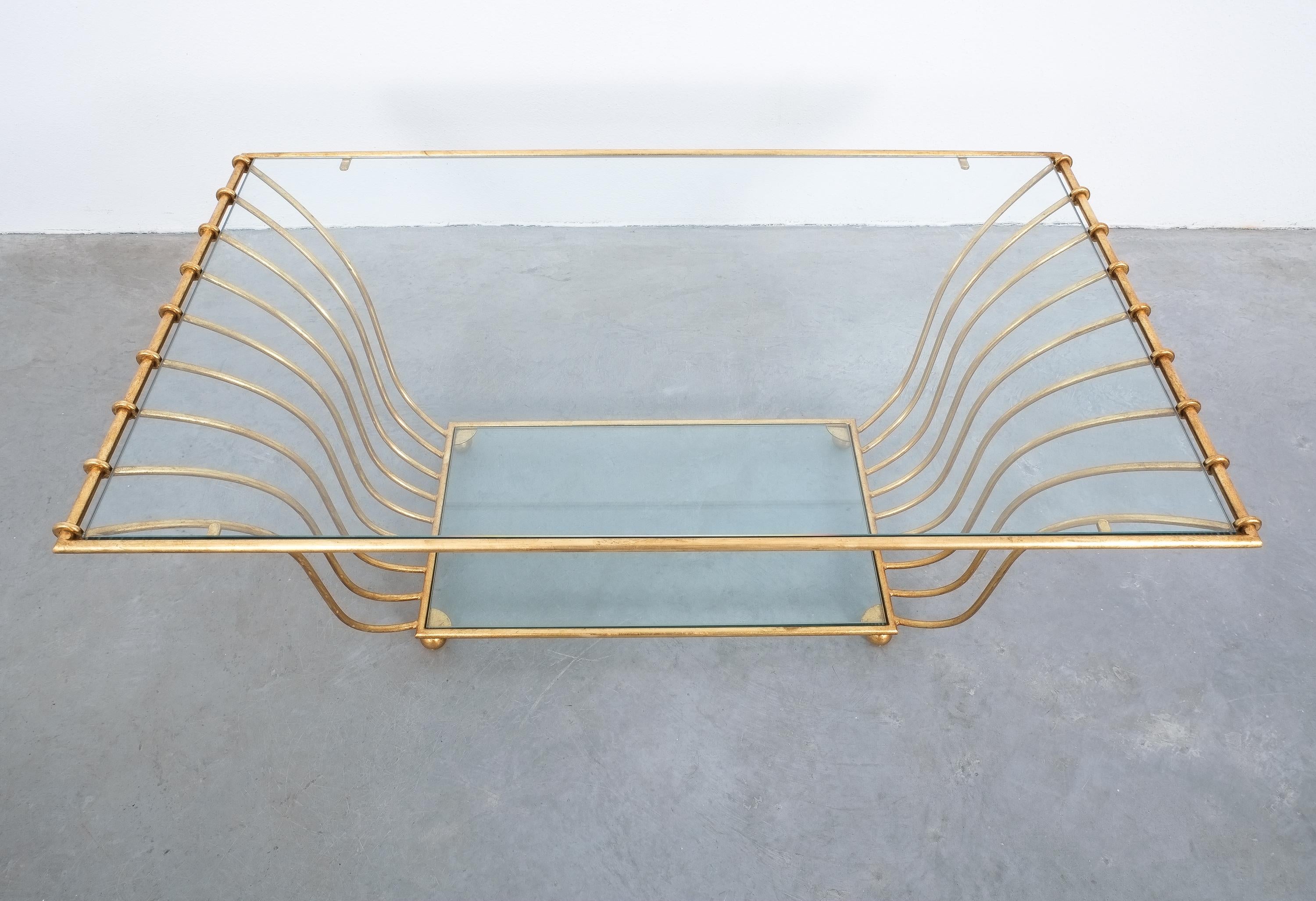 Golden Harp Coffee Tables (2x) Iron Brass Mid-Century, Italy For Sale 4